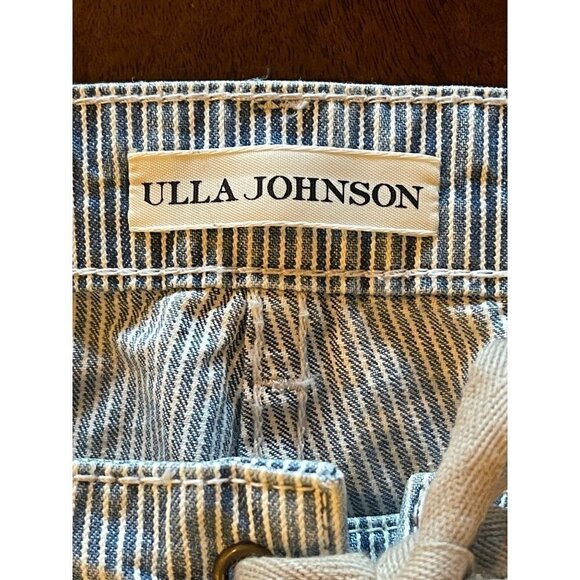 Ulla Johnson Blue And White Patria Striped Lace Up Cropped Jeans Size 0 - Picture 8 of 9